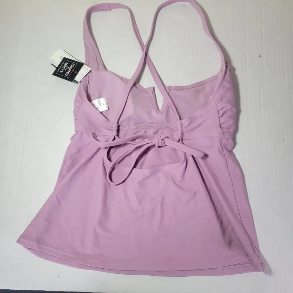 Salt + Cove Women Dusty Lilac Adjustable Tankini Back Tie Top Size M - Picture 2 of 7